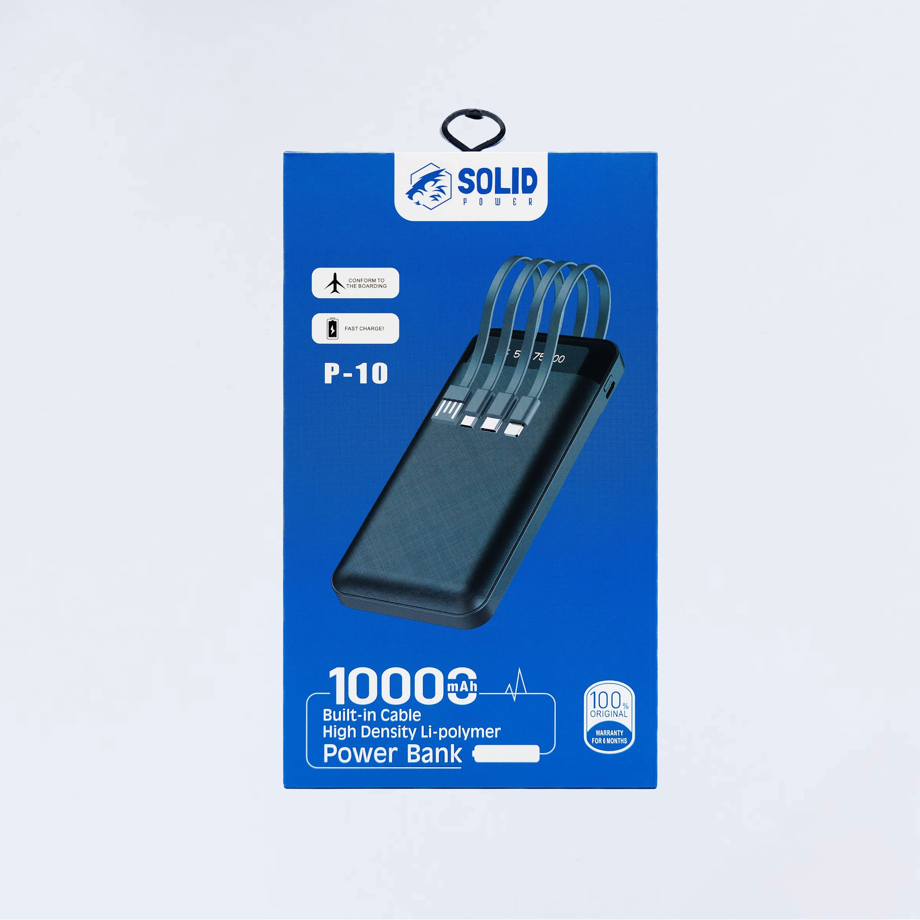 SOLID POWER 10,000mAh In-built Cable Powerbank (P-10)