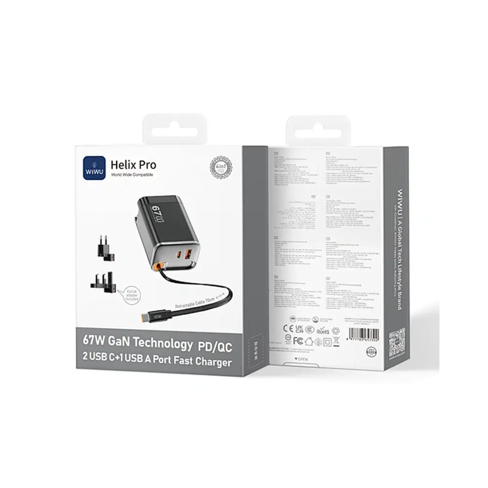 WiWU Helix Pro GaN 67W Retractable Cable Charger Wi-G027