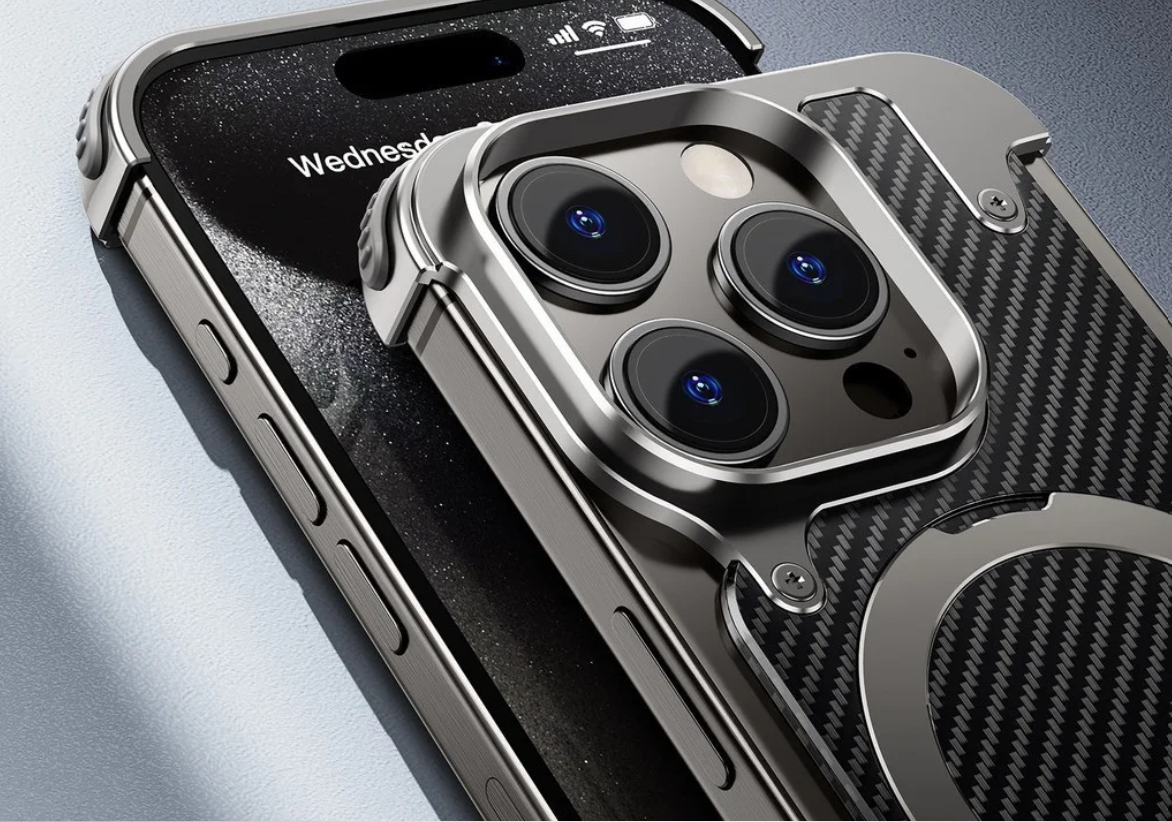 Iphone 16 Pro Max  Magnetic Stand Carbon Fibre Cover