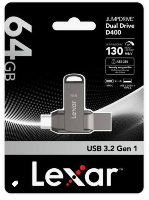 64GB Lexae Pendrive (Type C + USB 3.0) | Dual Drive | Model : D400 | USB 3.2 Gen 1